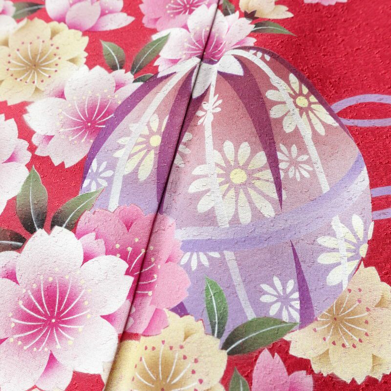 振袖 良品 正絹 花柄 袷仕立て 身丈161cm 裄丈66cm フォーマル 成人式 二十歳 着物 赤・朱_画像7