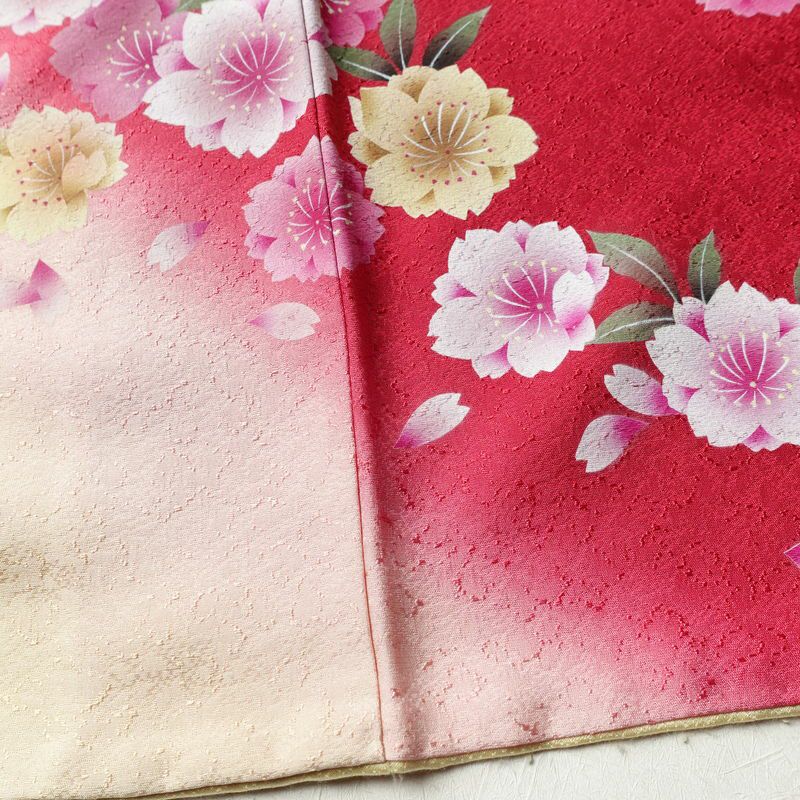 振袖 良品 正絹 花柄 袷仕立て 身丈161cm 裄丈66cm フォーマル 成人式 二十歳 着物 赤・朱_画像12