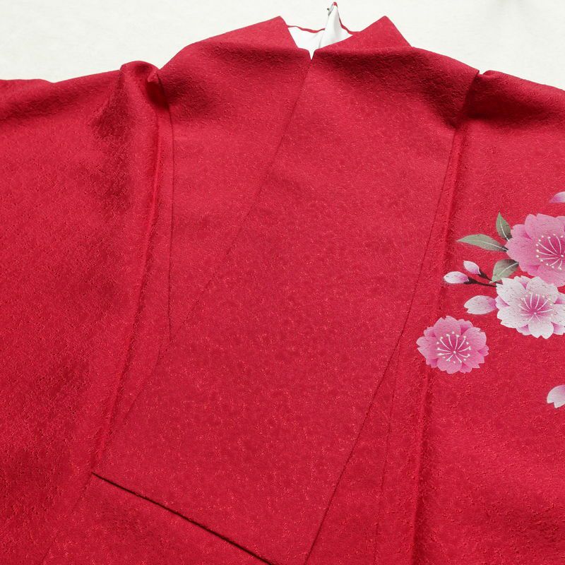 振袖 良品 正絹 花柄 袷仕立て 身丈161cm 裄丈66cm フォーマル 成人式 二十歳 着物 赤・朱_画像17