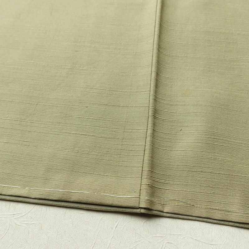 紬 良品 しつけ糸付き 正絹 幾何学柄・抽象柄 袷仕立て 身丈155.5cm 裄丈66cm 着物 緑・うぐいす色_画像10