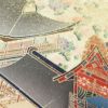 付け下げ 良品 縮緬 正絹 風景柄 袷仕立て 身丈155.5cm 裄丈65.5cm 箔 金彩 フォーマル 着物 赤・朱_画像9
