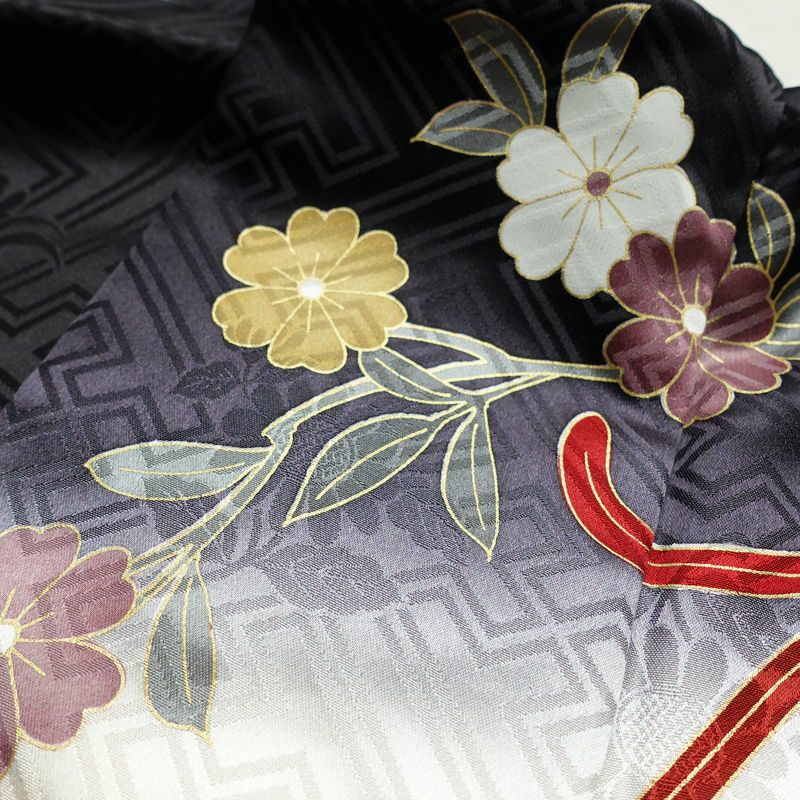 振袖 良品 綸子 正絹 古典柄 袷仕立て 身丈165.5cm 裄丈67cm 箔 金彩 フォーマル 着物 多色使い_画像18