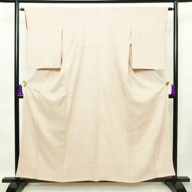 小紋 絞り しつけ糸付き 総絞り 正絹 古典柄 袷仕立て 身丈157cm 裄丈63.5cm 着物 ピンク_画像1