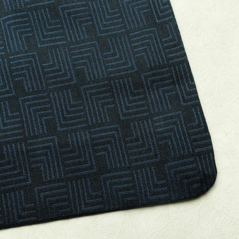 小紋 アンティーク風 混紡 幾何学柄・抽象柄 袷仕立て 身丈150.5cm 裄丈62cm 一部しつけ糸付き 着物 青・紺_画像13