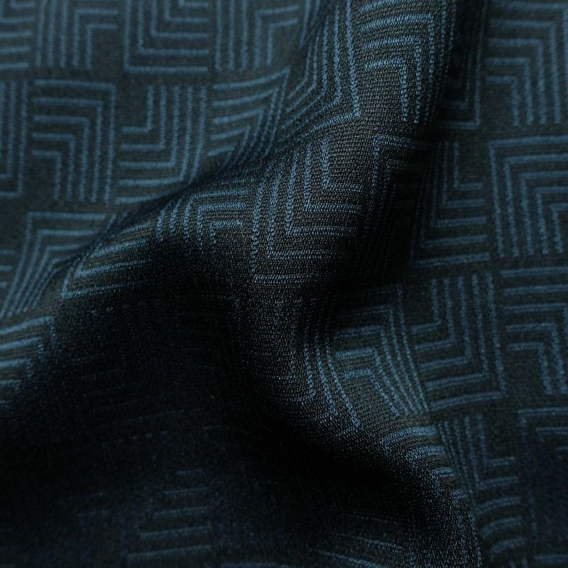 小紋 アンティーク風 混紡 幾何学柄・抽象柄 袷仕立て 身丈150.5cm 裄丈62cm 一部しつけ糸付き 着物 青・紺_画像21