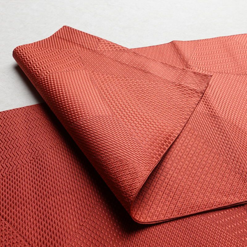 名古屋帯 全通柄 良品 正絹 幾何学柄・抽象柄 通し仕立て 帯 ピンク_画像9