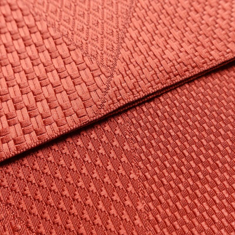 名古屋帯 全通柄 良品 正絹 幾何学柄・抽象柄 通し仕立て 帯 ピンク_画像12