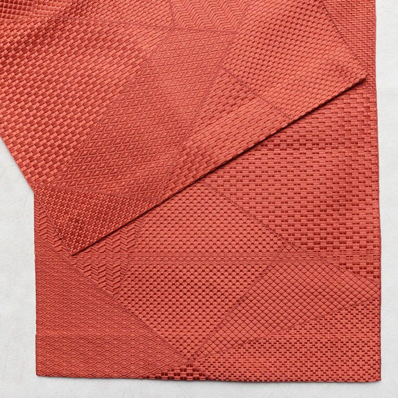 名古屋帯 全通柄 良品 正絹 幾何学柄・抽象柄 通し仕立て 帯 ピンク_画像13