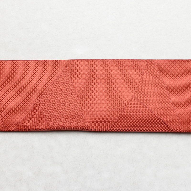 名古屋帯 全通柄 良品 正絹 幾何学柄・抽象柄 通し仕立て 帯 ピンク_画像15