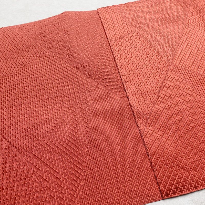 名古屋帯 全通柄 良品 正絹 幾何学柄・抽象柄 通し仕立て 帯 ピンク_画像17