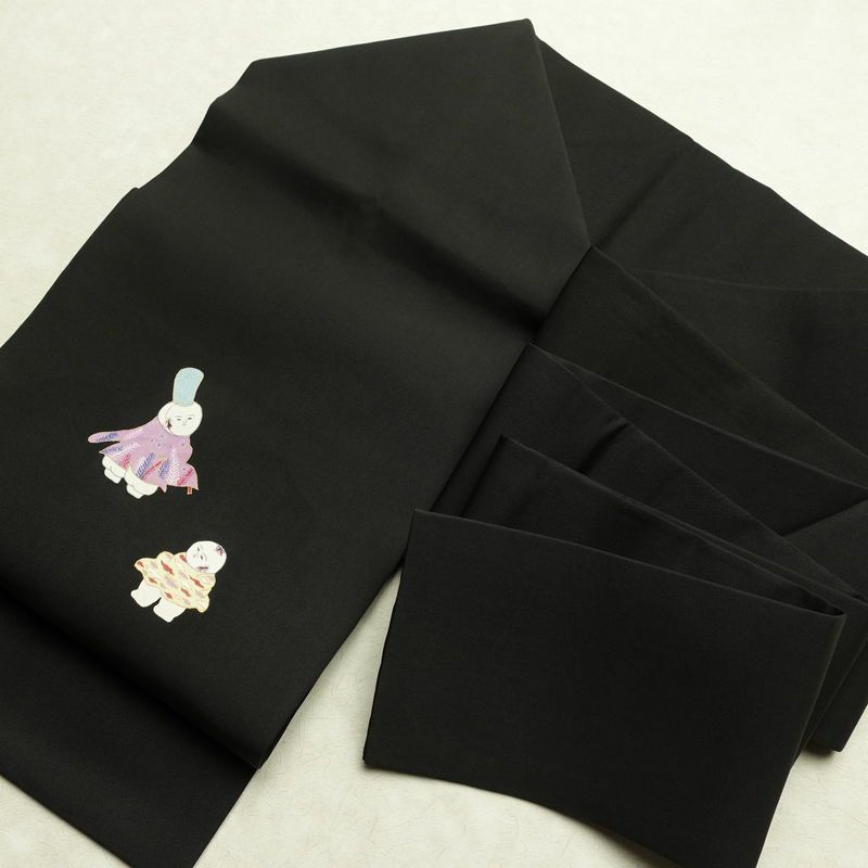 名古屋帯 太鼓柄 正絹 人物・動物柄 名古屋仕立て 金彩 帯 黒_画像16