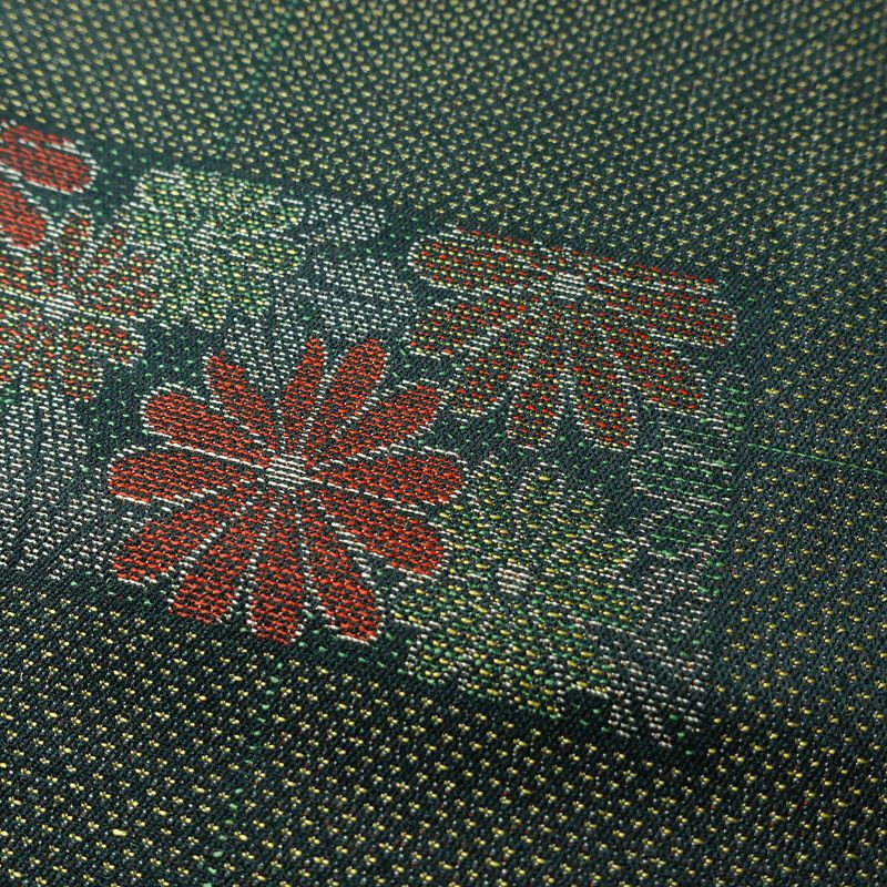 単衣 小紋 良品 正絹 花柄 単衣仕立て 身丈158.5cm 裄丈63cm 着物 緑・うぐいす色_画像7