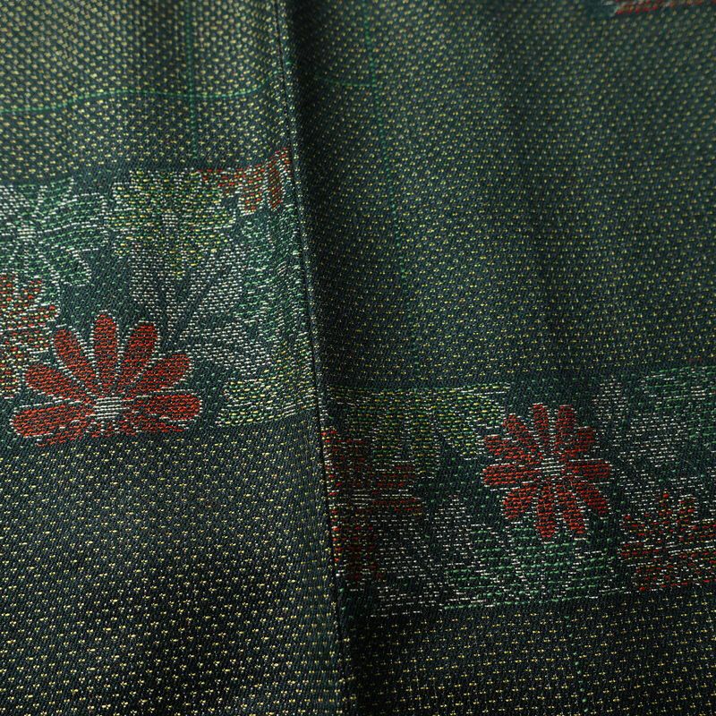 単衣 小紋 良品 正絹 花柄 単衣仕立て 身丈158.5cm 裄丈63cm 着物 緑・うぐいす色_画像10