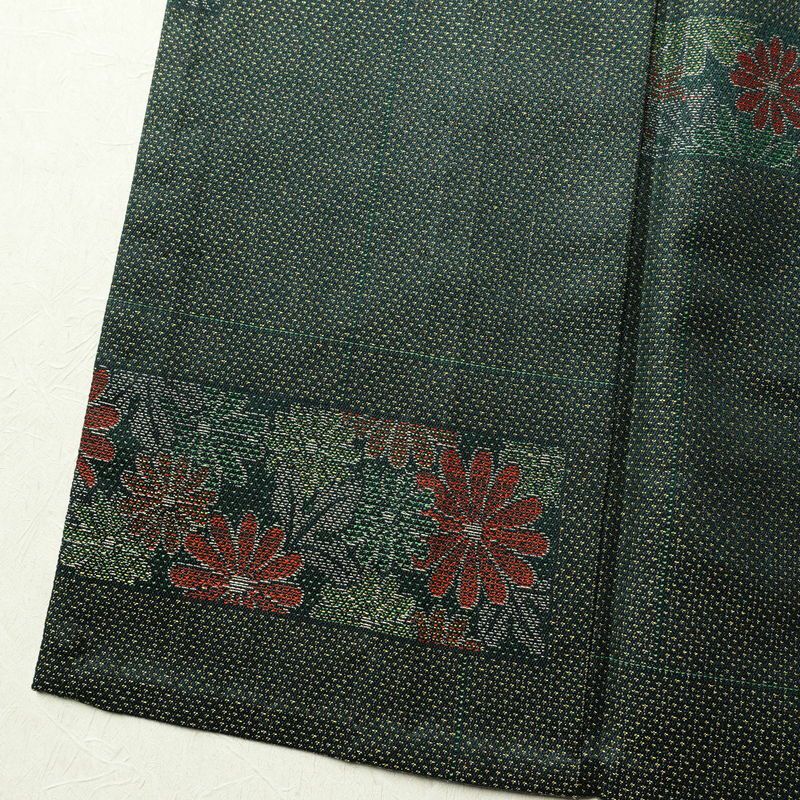 単衣 小紋 良品 正絹 花柄 単衣仕立て 身丈158.5cm 裄丈63cm 着物 緑・うぐいす色_画像12