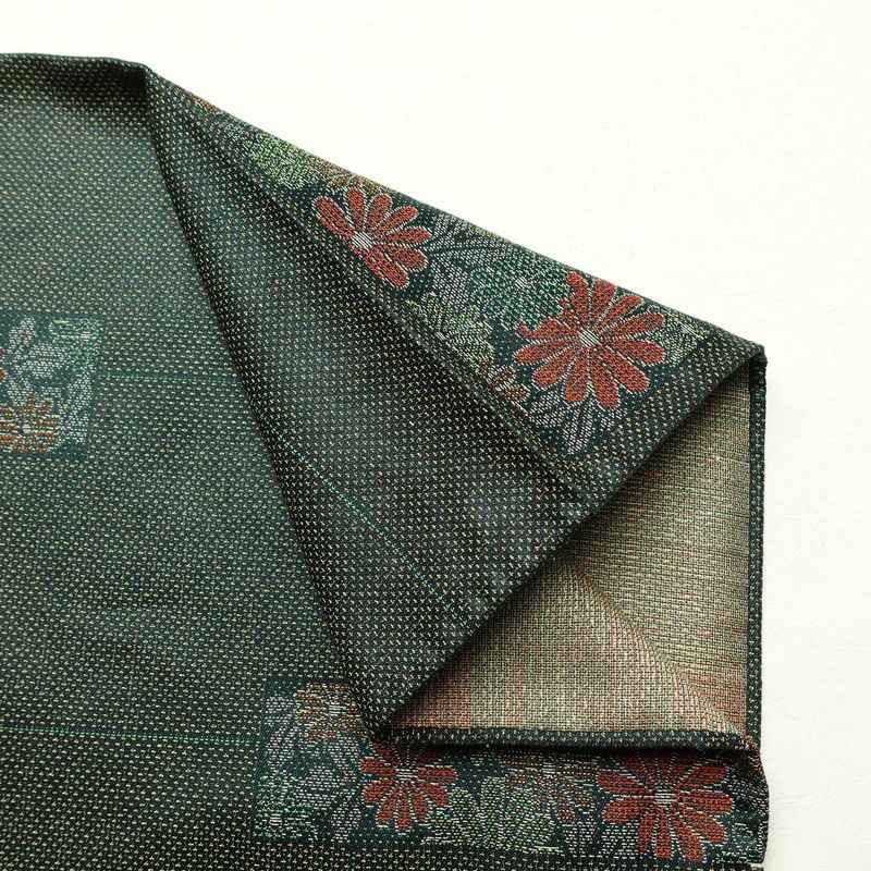 単衣 小紋 良品 正絹 花柄 単衣仕立て 身丈158.5cm 裄丈63cm 着物 緑・うぐいす色_画像14