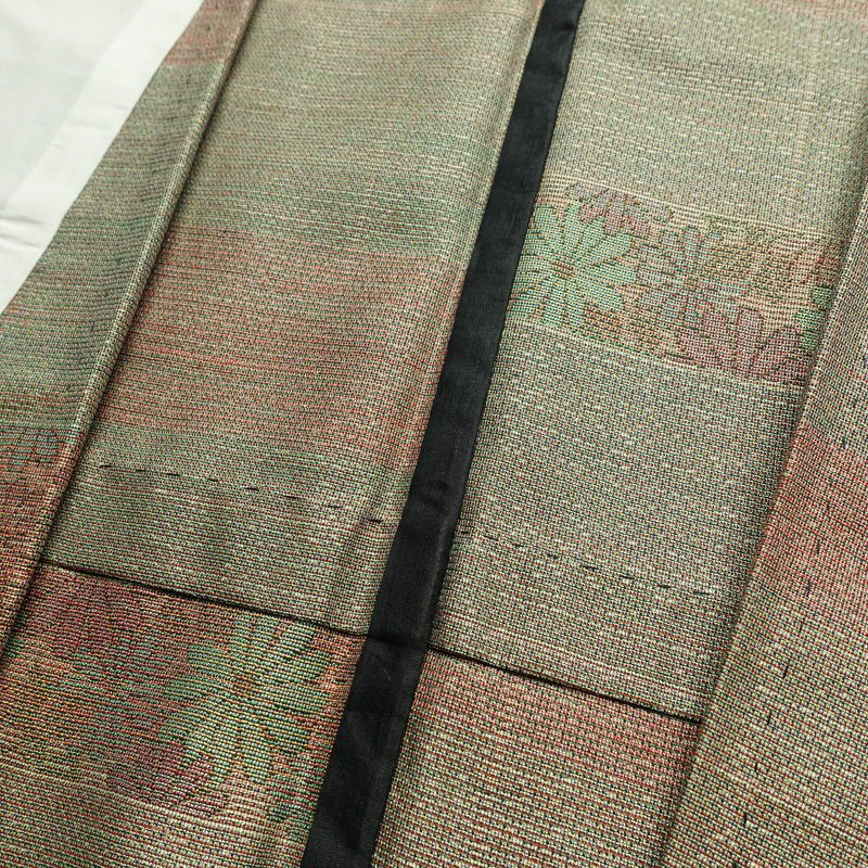 単衣 小紋 良品 正絹 花柄 単衣仕立て 身丈158.5cm 裄丈63cm 着物 緑・うぐいす色_画像18