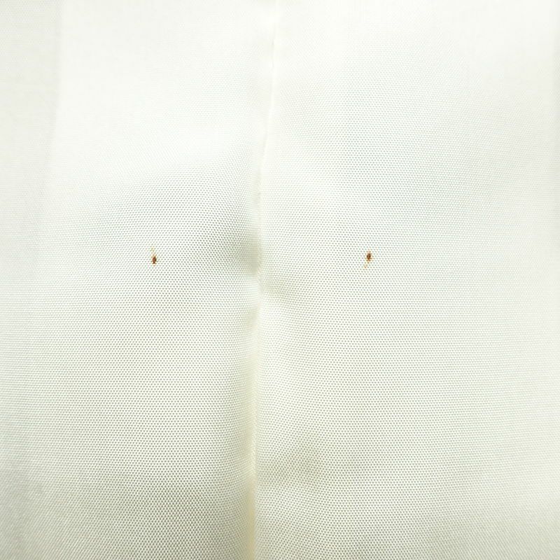 色無地 柿本市郎 落款入り 縮緬 一つ紋付き 正絹 無地 袷仕立て 身丈163cm 裄丈68cm フォーマル 着物 ベージュ_画像21