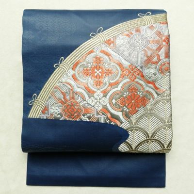 ⑦①②弥栄織物 名古屋帯 正絹 証紙付き パールトーン加工 名古屋帯 やまとオリジナル パール箔 太鼓柄 正絹 古典柄 名古屋仕立て