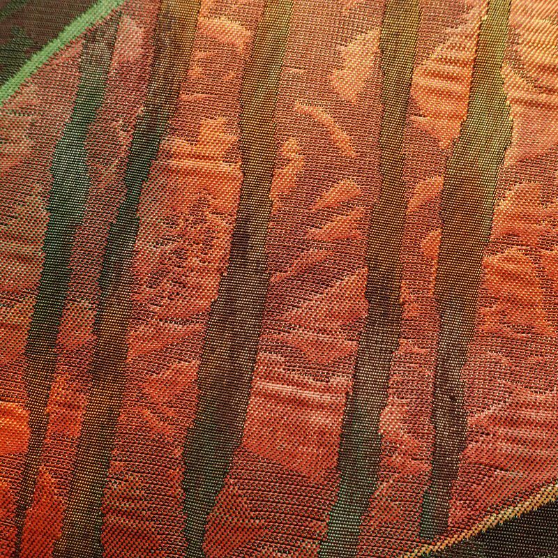 名古屋帯 六通柄 正絹 幾何学柄・抽象柄 通し仕立て 帯 茶_画像3