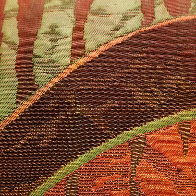 名古屋帯 六通柄 正絹 幾何学柄・抽象柄 通し仕立て 帯 茶_画像4