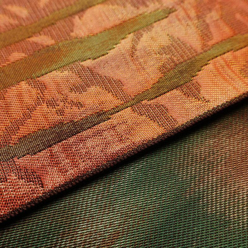 名古屋帯 六通柄 正絹 幾何学柄・抽象柄 通し仕立て 帯 茶_画像10