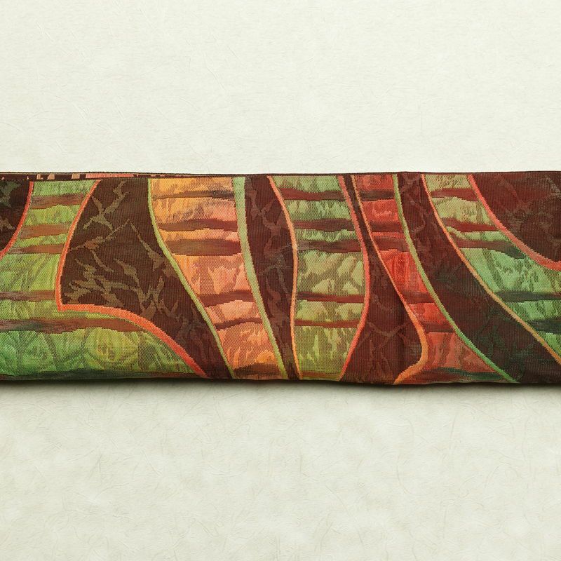 名古屋帯 六通柄 正絹 幾何学柄・抽象柄 通し仕立て 帯 茶_画像12