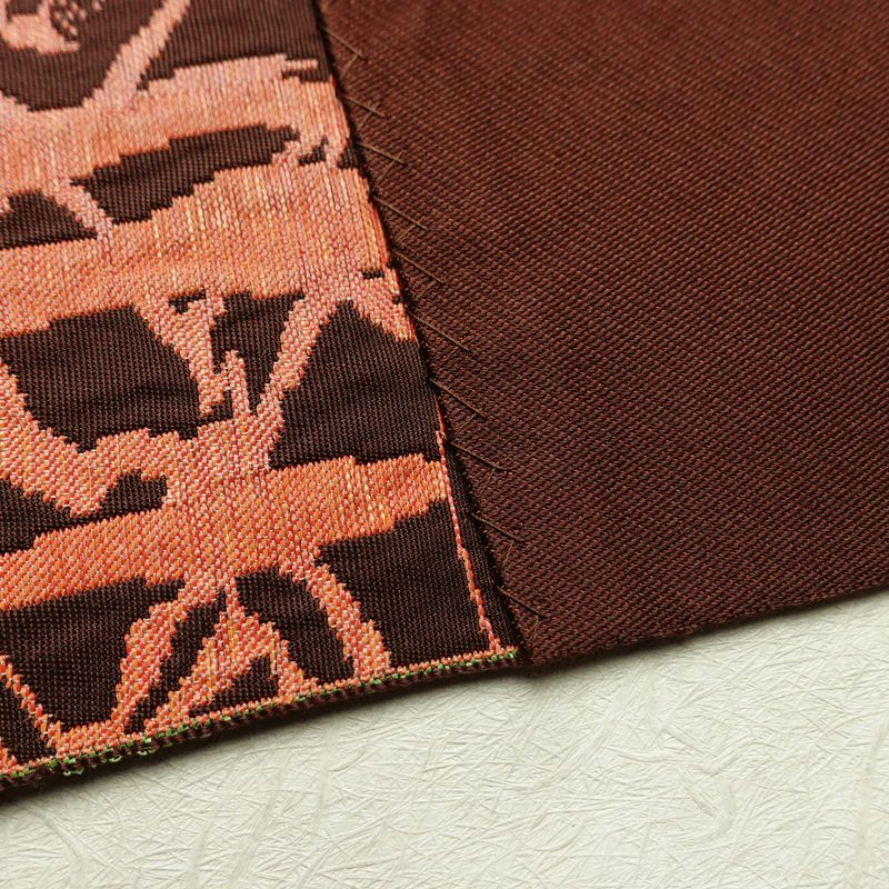 名古屋帯 六通柄 正絹 幾何学柄・抽象柄 通し仕立て 帯 茶_画像19