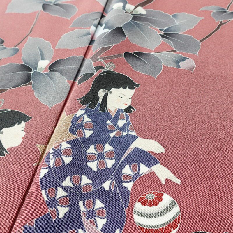 訪問着 落款入り 関口遼一 十日町友禅 一つ紋付き 正絹 人物・動物柄 袷仕立て 身丈159cm 裄丈63.5cm フォーマル 着物 ピンク_画像7
