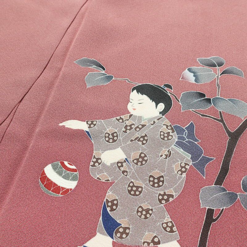 訪問着 落款入り 関口遼一 十日町友禅 一つ紋付き 正絹 人物・動物柄 袷仕立て 身丈159cm 裄丈63.5cm フォーマル 着物 ピンク_画像17