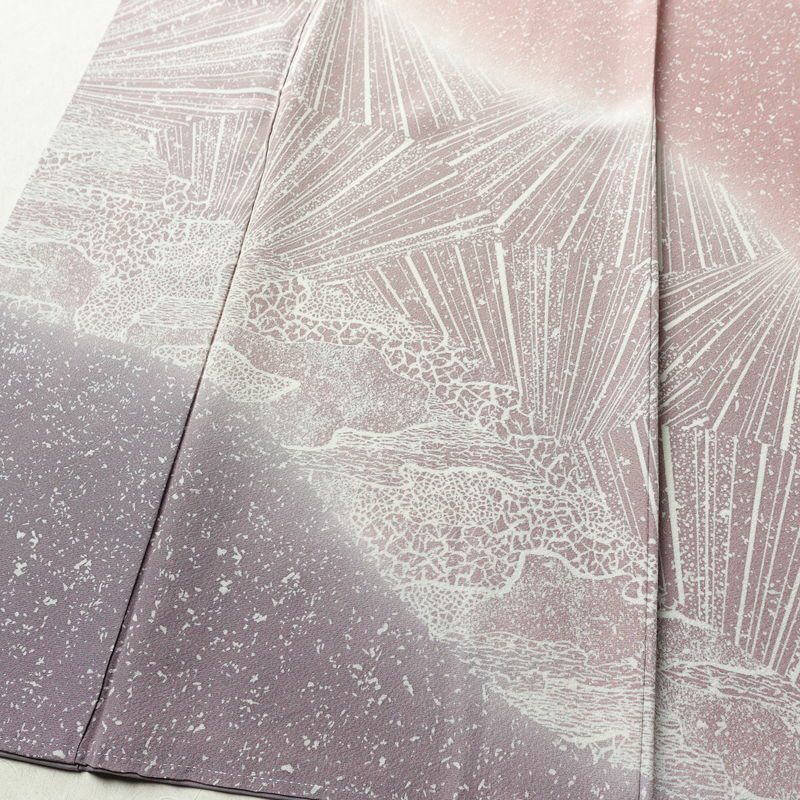 付け下げ 良品 作家物 落款入り 一つ紋付き 正絹 幾何学柄・抽象柄 袷仕立て 身丈165.5cm 裄丈67.5cm フォーマル 着物 ピンク_画像4