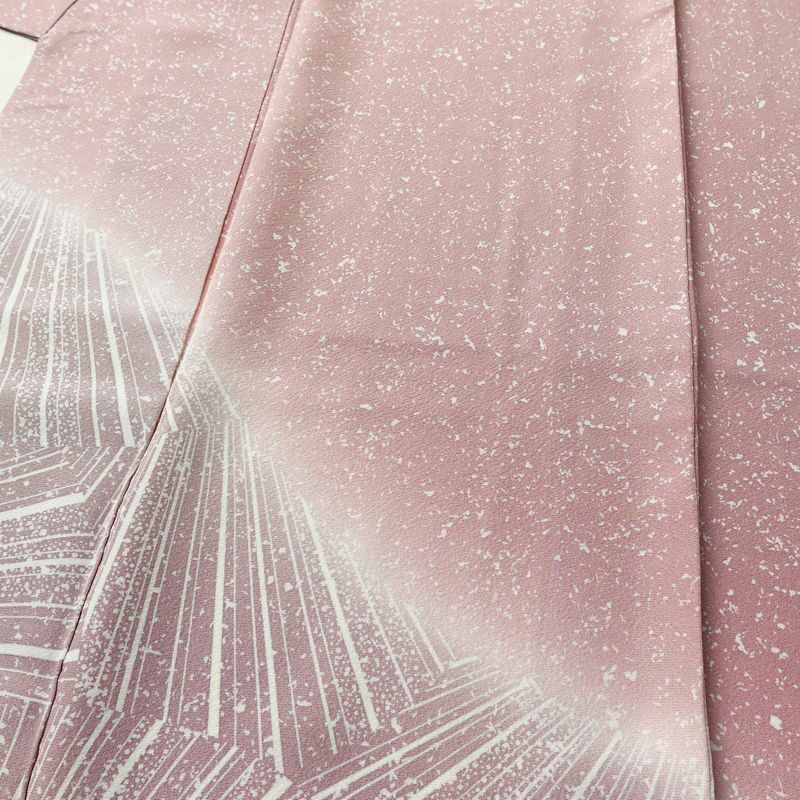 付け下げ 良品 作家物 落款入り 一つ紋付き 正絹 幾何学柄・抽象柄 袷仕立て 身丈165.5cm 裄丈67.5cm フォーマル 着物 ピンク_画像5