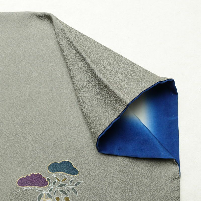 訪問着 正絹 古典柄 袷仕立て 身丈164.5cm 裄丈66.5cm 箔 金彩 フォーマル 着物 グレー_画像13