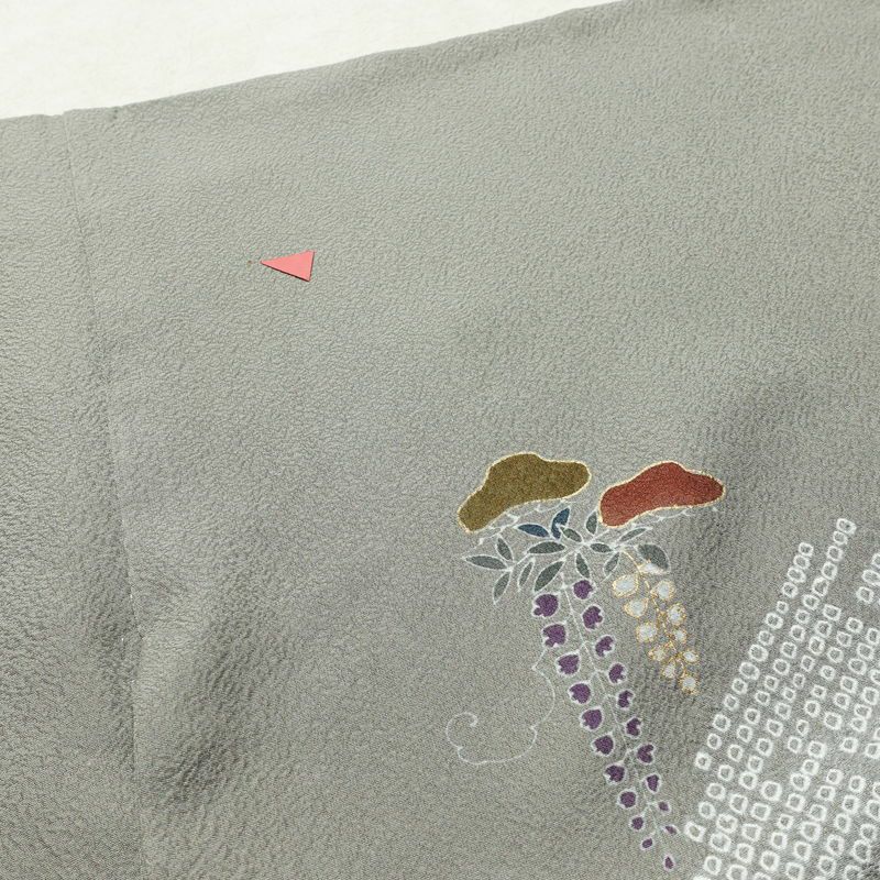 訪問着 正絹 古典柄 袷仕立て 身丈164.5cm 裄丈66.5cm 箔 金彩 フォーマル 着物 グレー_画像20