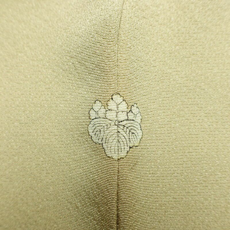 訪問着 良品 一つ紋付き 正絹 木の葉・植物柄 袷仕立て 身丈163.5cm 裄丈67cm フォーマル 着物 ベージュ_画像13