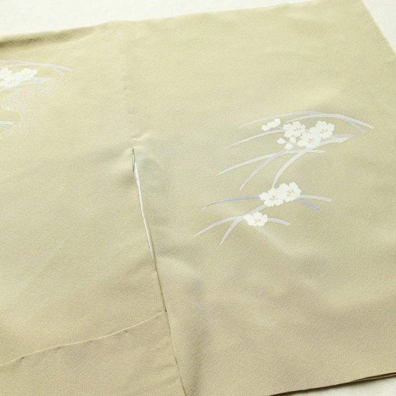 訪問着 良品 一つ紋付き 正絹 木の葉・植物柄 袷仕立て 身丈163.5cm 裄丈67cm フォーマル 着物 ベージュ_画像14