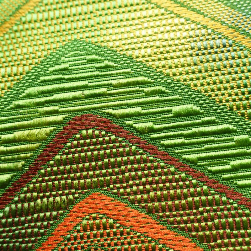 名古屋帯 六通柄 正絹 幾何学柄・抽象柄 松葉仕立て 帯 緑・うぐいす色_画像5