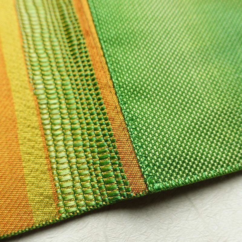 名古屋帯 六通柄 正絹 幾何学柄・抽象柄 松葉仕立て 帯 緑・うぐいす色_画像19