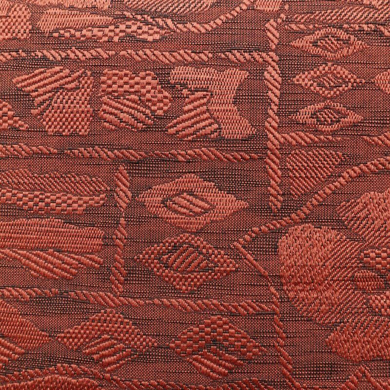 名古屋帯 六通柄 正絹 花柄 通し仕立て 帯 小豆・エンジ_画像2