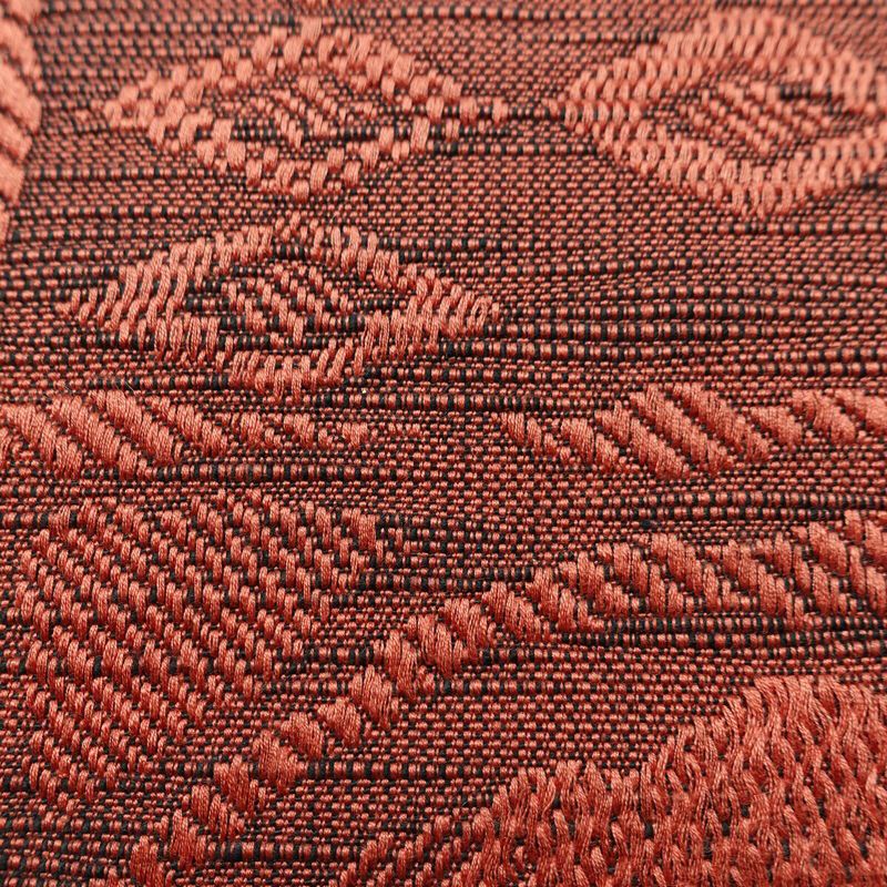 名古屋帯 六通柄 正絹 花柄 通し仕立て 帯 小豆・エンジ_画像4