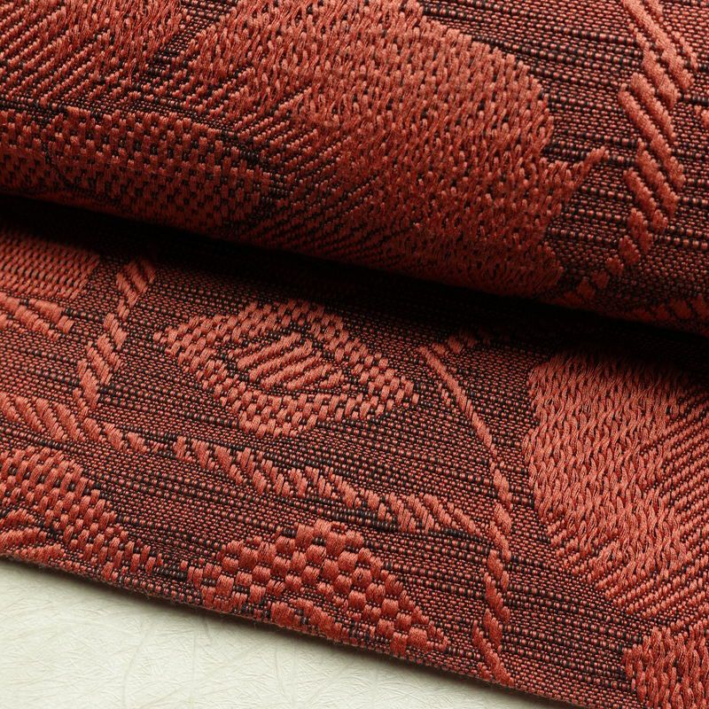 名古屋帯 六通柄 正絹 花柄 通し仕立て 帯 小豆・エンジ_画像8