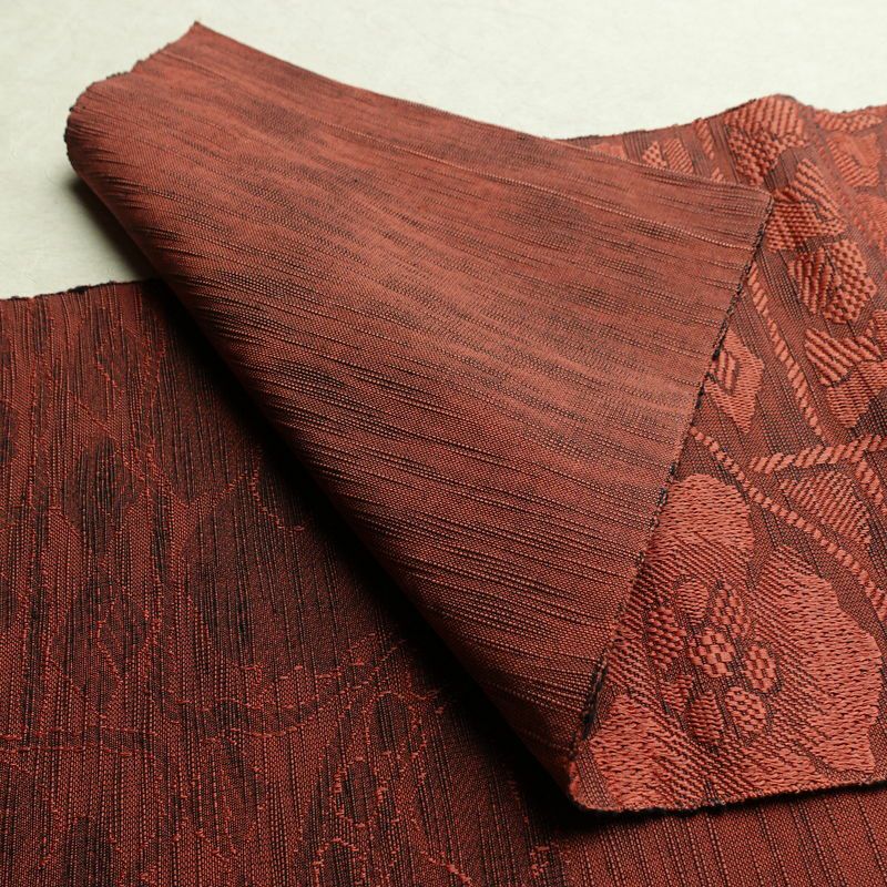 名古屋帯 六通柄 正絹 花柄 通し仕立て 帯 小豆・エンジ_画像10