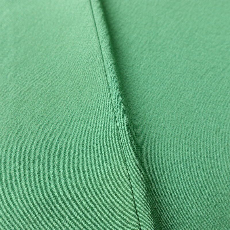 色無地 縮緬 一つ紋付き 正絹 無地 袷仕立て 身丈160.5cm 裄丈67cm 共八掛 フォーマル 着物 緑・うぐいす色_画像8