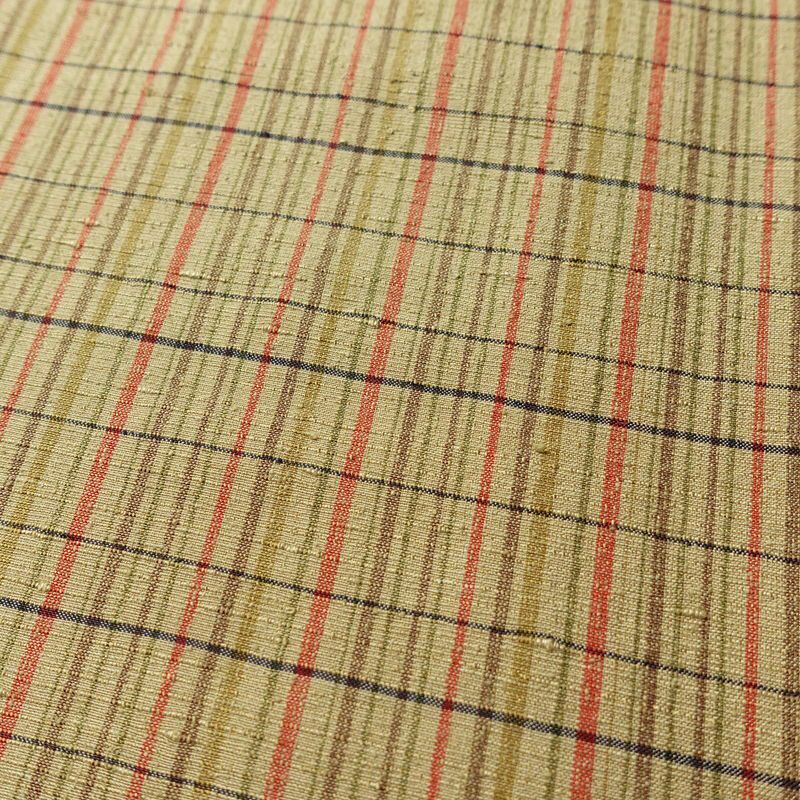 紬 良品 しつけ糸付き 正絹 チェック・格子柄 袷仕立て 身丈166.5cm 裄丈67cm 着物 黄・黄土色_画像7