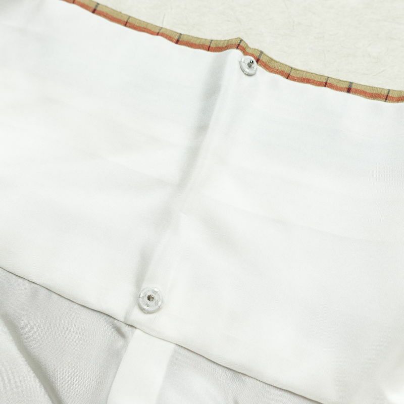 紬 良品 しつけ糸付き 正絹 チェック・格子柄 袷仕立て 身丈166.5cm 裄丈67cm 着物 黄・黄土色_画像19