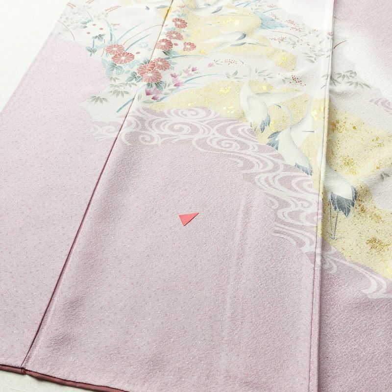 付け下げ 正絹 人物・動物柄 袷仕立て 身丈159.5cm 裄丈65.5cm 箔 フォーマル 着物 紫・藤色_画像4