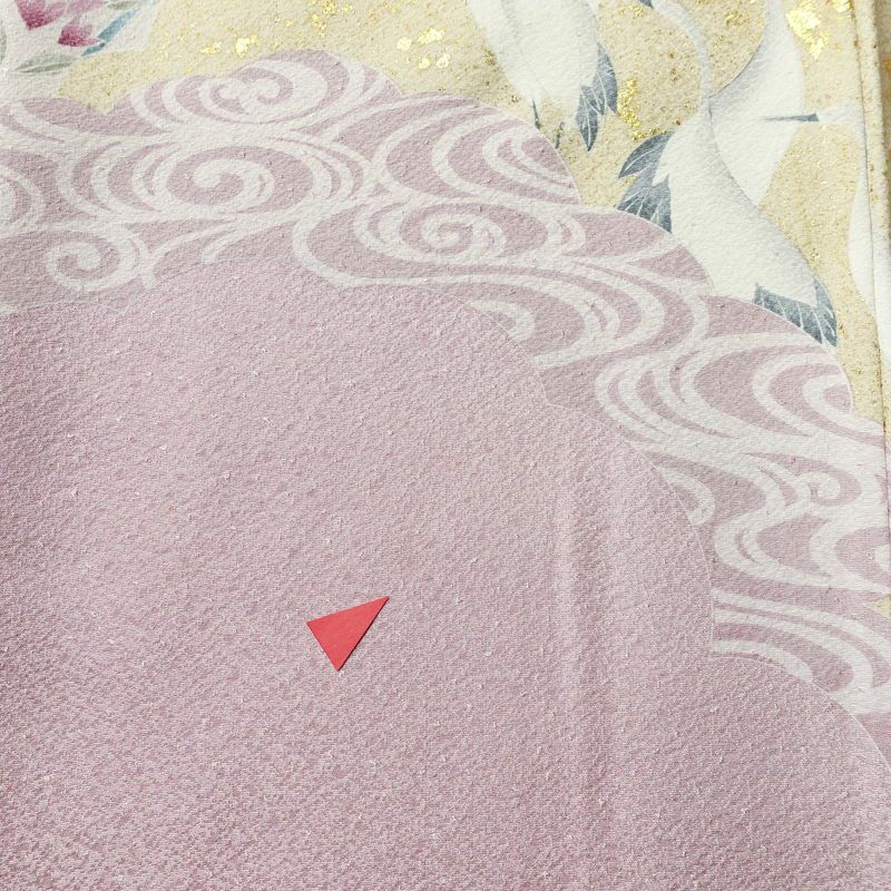 付け下げ 正絹 人物・動物柄 袷仕立て 身丈159.5cm 裄丈65.5cm 箔 フォーマル 着物 紫・藤色_画像6