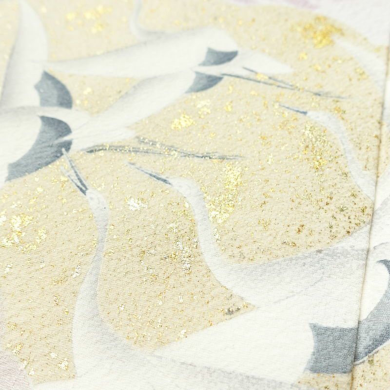 付け下げ 正絹 人物・動物柄 袷仕立て 身丈159.5cm 裄丈65.5cm 箔 フォーマル 着物 紫・藤色_画像8