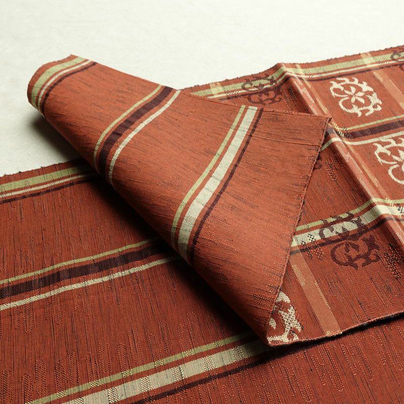 名古屋帯 六通柄 良品 正絹 幾何学柄・抽象柄 通し仕立て 帯 茶_画像8