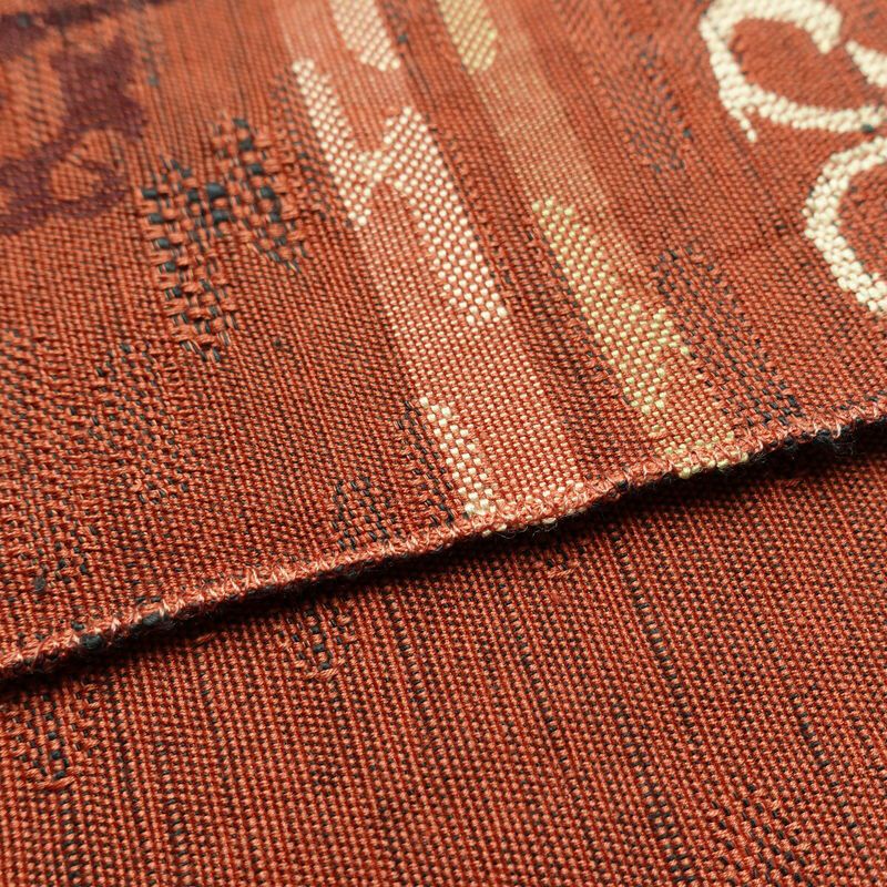 名古屋帯 六通柄 良品 正絹 幾何学柄・抽象柄 通し仕立て 帯 茶_画像11