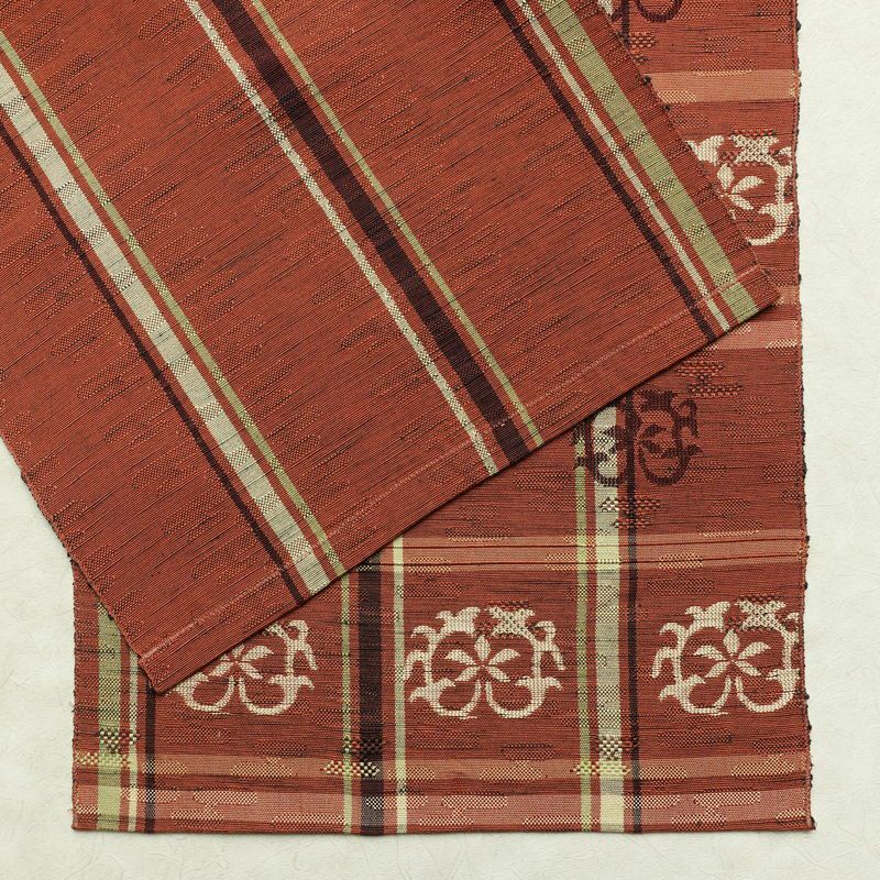 名古屋帯 六通柄 良品 正絹 幾何学柄・抽象柄 通し仕立て 帯 茶_画像12